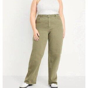 Old Navy Jeans Sky Hi Womens 14 Straight Leg Sage Green Denim Extra High Rise